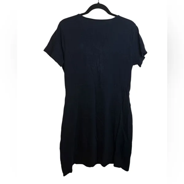 J. Jill Navy Blue Cotton T-Shirt Pocket Dress - Image 2
