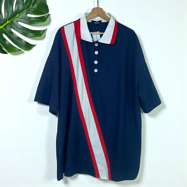 🆕 Cider Oversized Blokecore Patchy Collar Short Sleeve Polo Shirt - Image 6