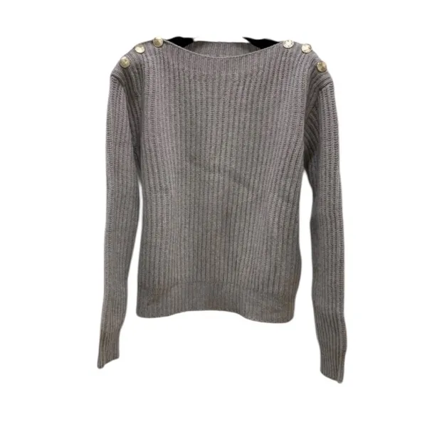 Max Mara Beige Wool Cashmere Ribbed Knit Boat Neck Sweater Quiet Luxury French - Image 3