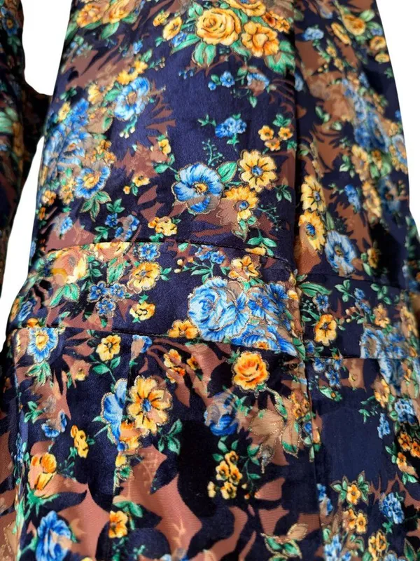 DALIA MACPHEE High Neck Velvet Floral Long Sleeve Dress Size XL - Image 9