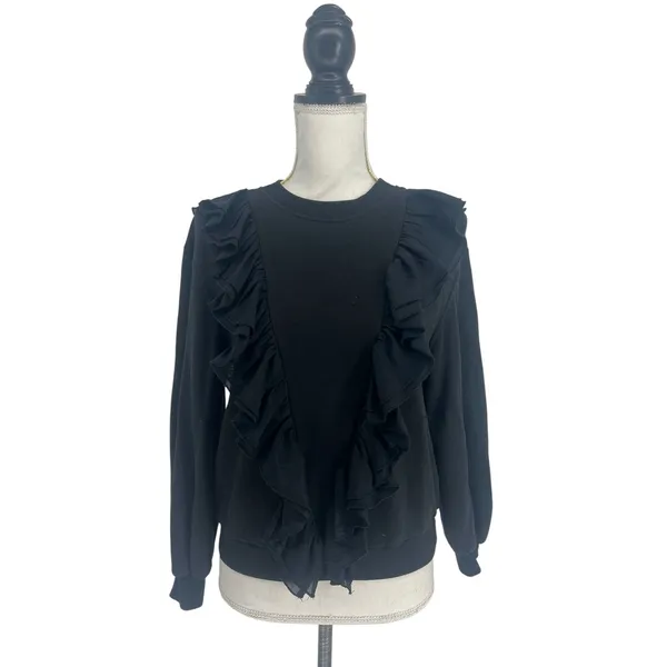 Alice + Olivia Carrie Ruffle Sweatshirt‎ Sweater Black XS - Image 2