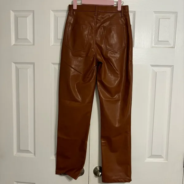 Abercrombie & Fitch The 90's Straight Ultra High Rise Faux Leather Pants - Image 3