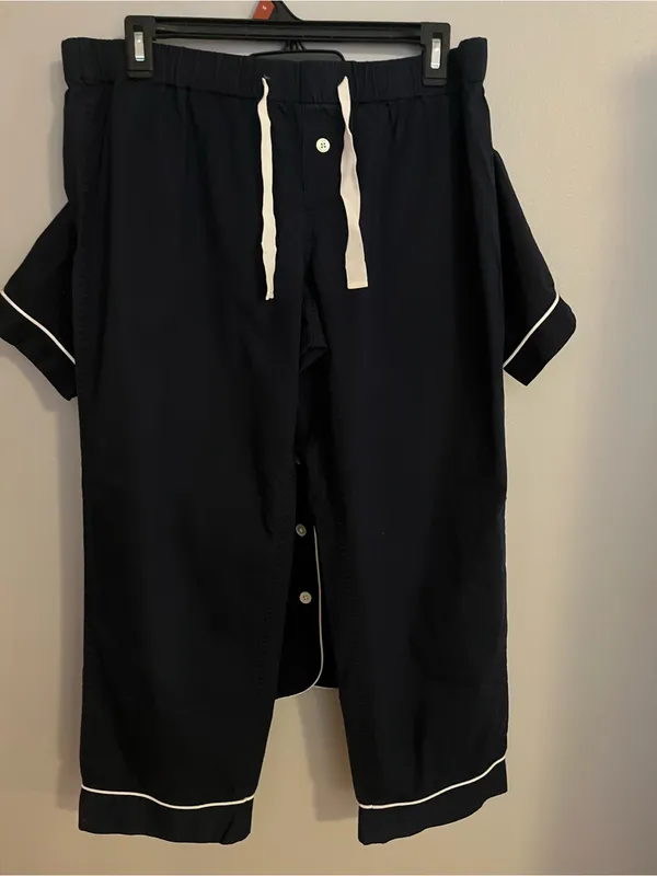 J.‎ Crew Navy Short-Sleeve Pajama Set with White Piping - Image 3