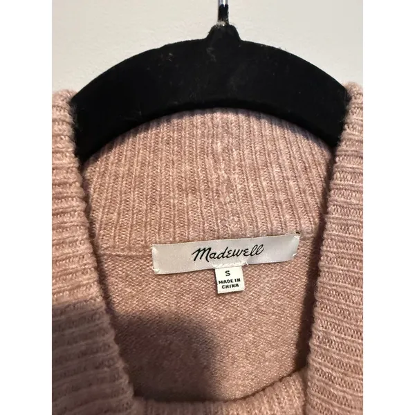 Madewell Womens Colorblock Mock Neck Sweater Cream Mauve Brown Small - Image 2