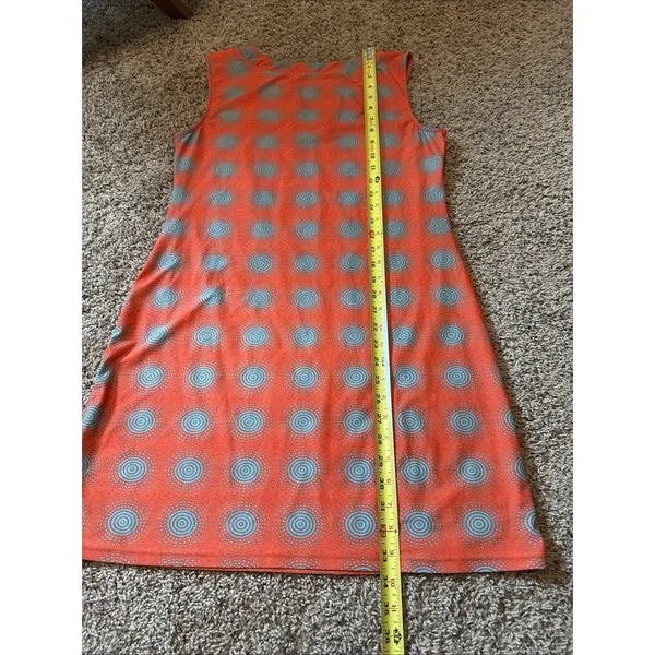 Aryeh Printed Dress Orange & Gray Spiral Sleeveless Shift Dress Size Medium - Image 5