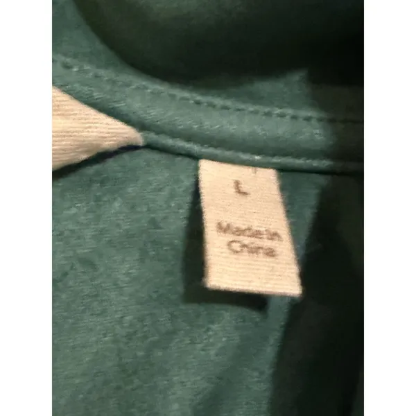 SOFT SURROUNDINGS Chouteau‎ Jacket - Green Faux Suede, Open, Artsy Design, L - Image 6