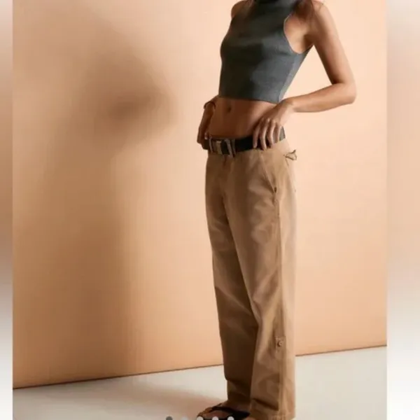 NWOT FREE PEOPLE Cleo Washed Chino Trouser Pants SZ-4 - Image 9