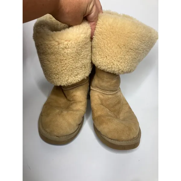UGG Classic Tall 5815 Boots Women Size 10 Chestnut Tan Good Suede Shearling - Image 2