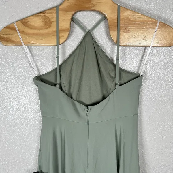 NEW Lulus Absolutely Breathtaking Maxi Dress Large Sage Brush Halter Bridesmaid - Image 5
