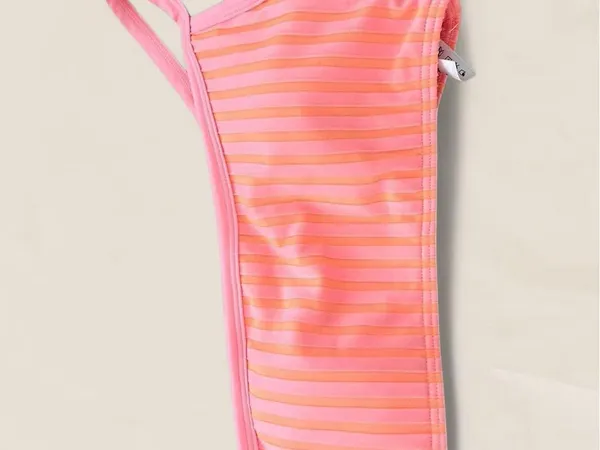 L*Space One Shoulder Bikini Top Pink Orange Ribbed Malibu Swim | small new - Image 4