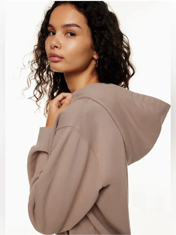 Aritzia Super Fleece Hoodie in Taupe Small - Image 2