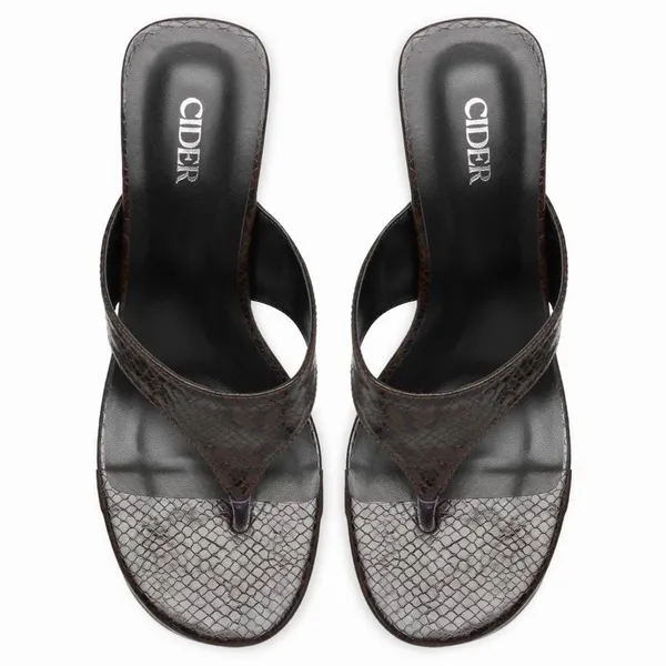 Cider brown leather wedge chunky thong sandals  - Image 2