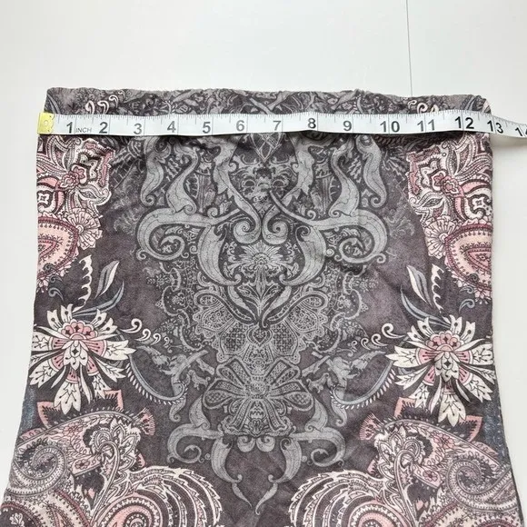 Windsor Strapless Midi Dress Small Boho Paisley Print Suede Effect Y2K 90s USA - Image 8