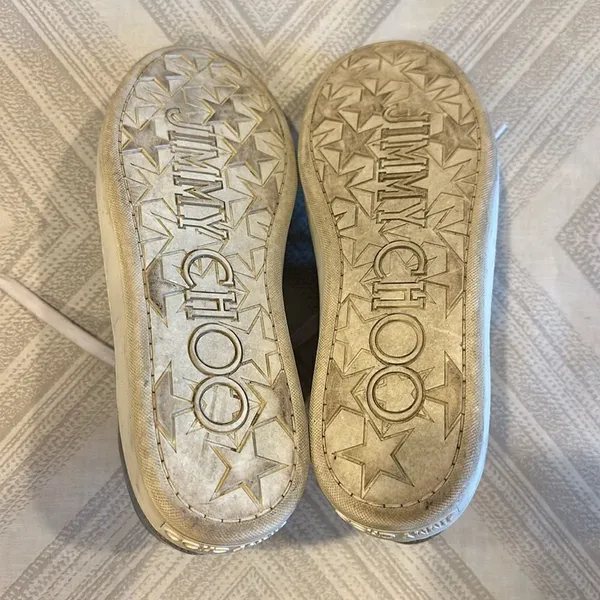 Jimmy Choo Bells Snakeskin High Top Sneakers Silver Natural Size 38 - Image 8
