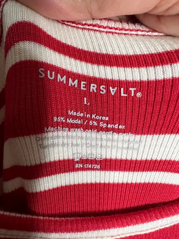 Summersalt Ribbed Square Neck Red Cream Striped Maxi‎ Dress - Image 5