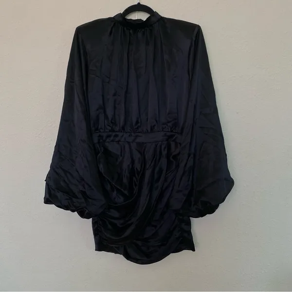 House of CB ‘Khristen’ Black‎ Satin Blouson Dress NWOT size XS - Image 5