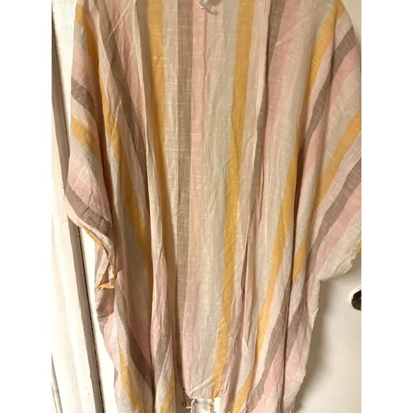 Aerie Women's Lightweight Neutral Colored with Fringe OS‎ Shrug 100% Cotton - Image 2