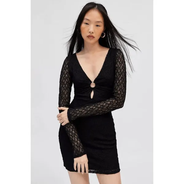 Urban Outfitters Silence + Noise Bella Black Lace Key-Hole Mini Dress Small NWOT - Image 7