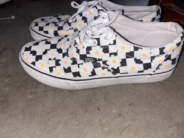 Vans Daises Checkerboard Lace Shoes Size 10 - Image 4