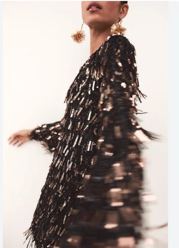 Zara Sequin Fringe Disco Party Mini Dress - Image 2