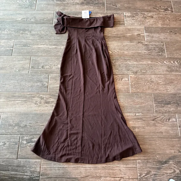 Cider Off Shoulder Asymmetrical Bowknot Mermaid Maxi Dress - Image 7