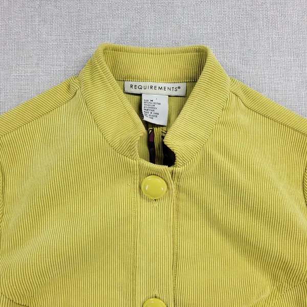 Requirements Corduroy Swing Jacket Womens M Yellow 3/4 Wide Sleeve Big Buttons‎ - Image 10