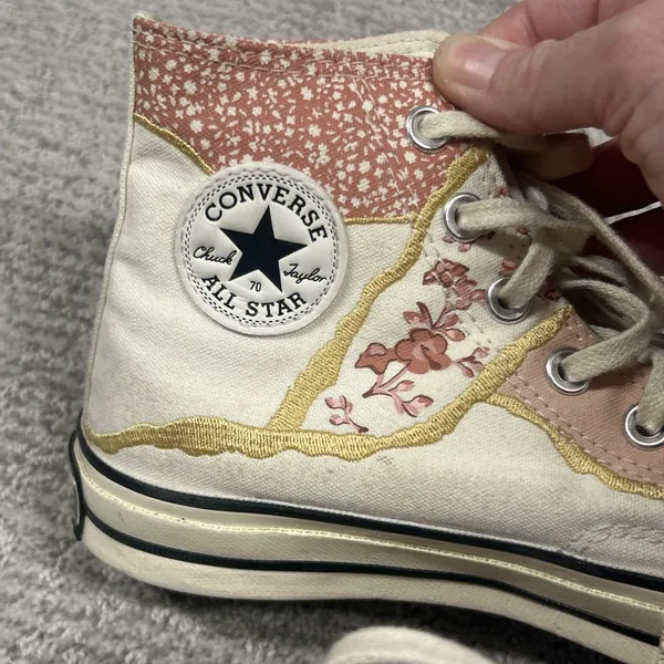 Converse Chuck Shoes Womens 5.5 70s Egret Golden Repair High Top Floral Sneakers - Image 3