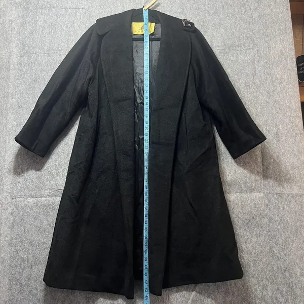 Vintage Rothmoor Coat Black Wool‎ 40s 50s Mid Century Union Made A Line Overcoat - Image 2