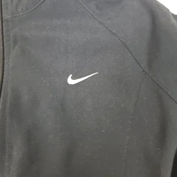 Vintage Nike Black W/Red White Embroidered Swoosh Check Zip Jacket Women's Small - Image 4