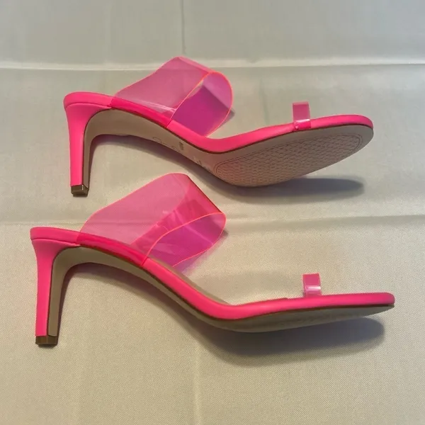 NEW Jessica Simpson Lissah 2 Neon Pink Clear Toe-Loop Slide Heel Size 8.5M - Image 3