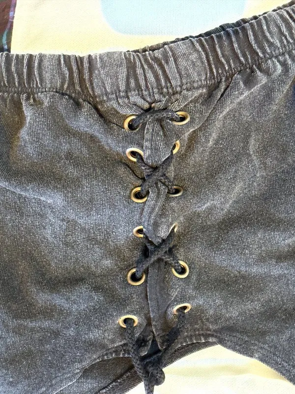 URBAN OUTFITTERS Black Washed Denim Lace Up Corset Tank Top Size Small - Image 11
