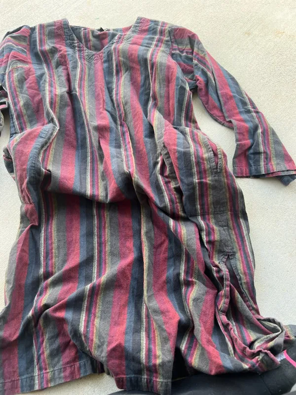Vintage J.Peterman Striped V‎ Neck Maxi Dress Red Size L - Image 2
