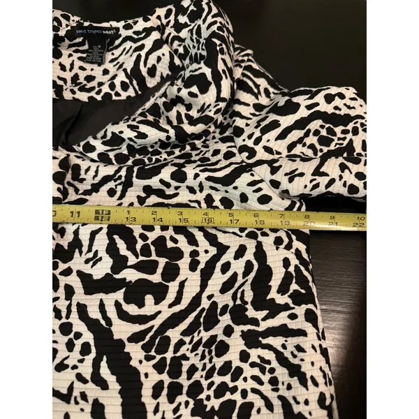 Saint Tropez West‎ Womens Animal Print Textured Blazer Jacket Black White Size M - Image 4
