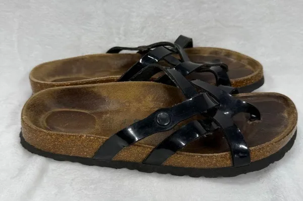 Birkenstock Betula Vinja Black Faux Patent Leather Strappy Sandals Size 40N US 9 - Image 5