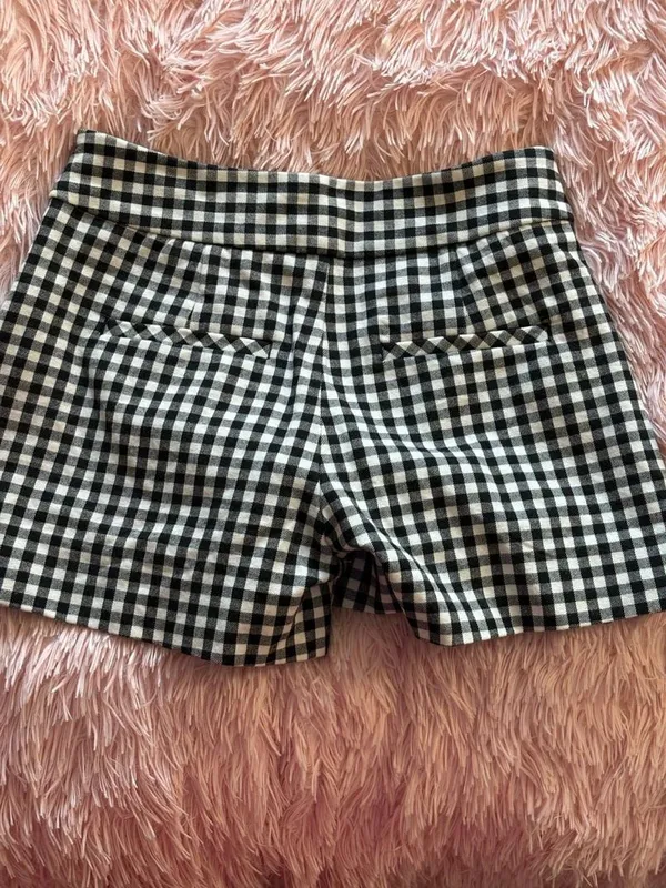 GAP Classic Gingham Flat-Front High Rise Side-Zip Shorts Size 00 Petite - Image 3