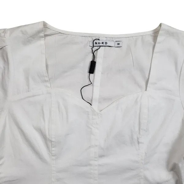 NAKD Puffy Shoulder Corset Top Womens Medium 38 White Side Zip Boho - Image 7