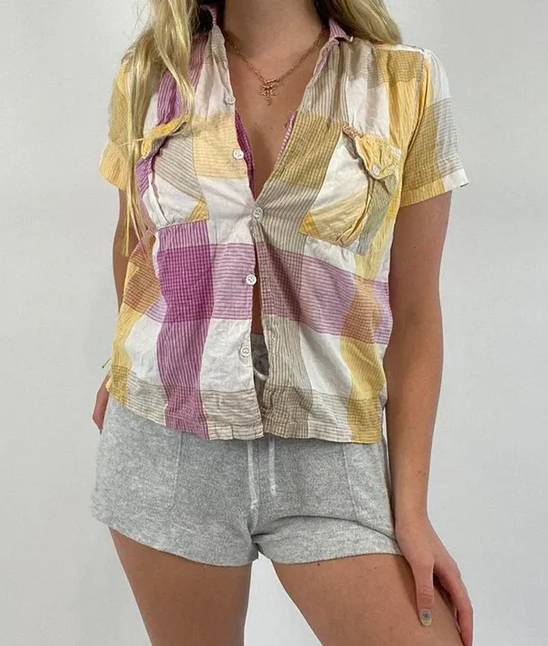 Vintage KAZA Plaid Blouse - Image 2