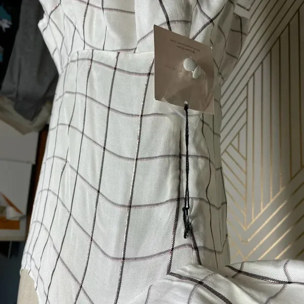 Superdown‎ Marrie Flannel Puff Sleeve Top White & Pink Size US Large - Image 8