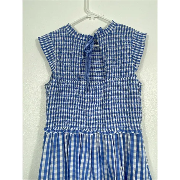 Crown & Ivy Blue Gingham Smocked Midi Dress Sleeveless Womens Size 8 Excellent - Image 8