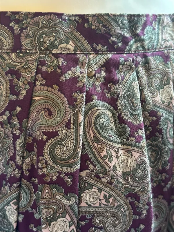 LOMBARDI INC Purple Cream Green Pleated Paisley Pockets Maxi Skirt Sz 14 - Image 6