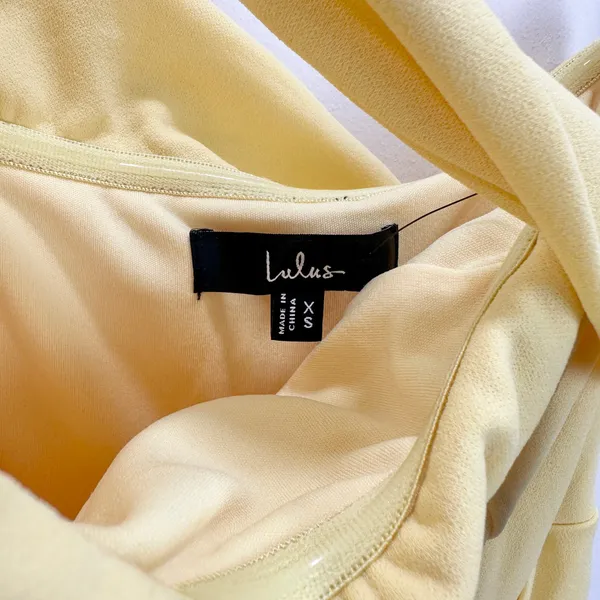 Lulus Twist and Make Up Light Yellow One-Shoulder Bodycon Midi Dress XS NWT - Image 10