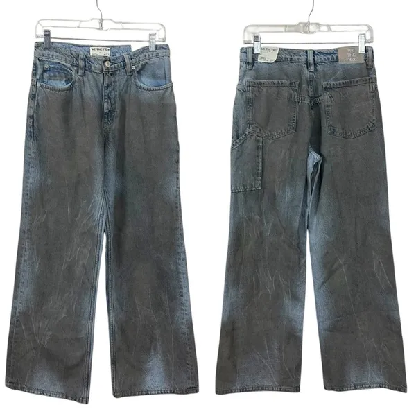 Free People Tinsley Baggy High Rise Jeans 90s Grunge Dirty Wash NWT 27 Short - Image 6