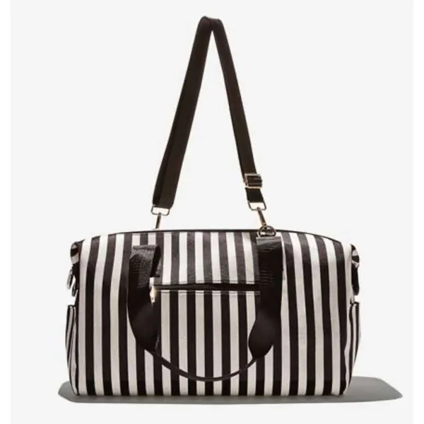 Alice + Olivia Duffle Bag Black and White Positano Stripe Weekender Tote - Image 15