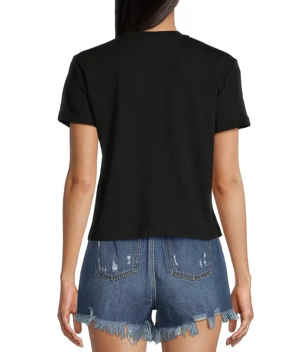 Gianni Bini NWT Women’s Sz M Rock Kiss Graphic Tee Shirt Black Pink Cotton Blend - Image 2