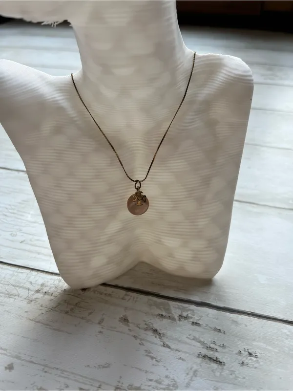 Vintage Tory Burch Gold Initial Disc Pendant Necklace - Image 4