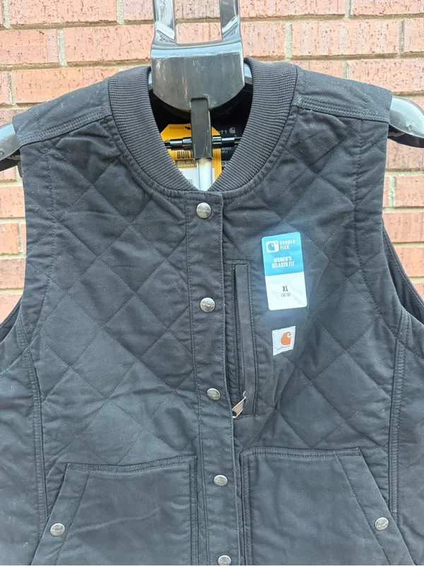 Carhartt Womens Rugged Flex Relaxed Fit Quilted Canvas Insulated Vest Black XL - Image 4