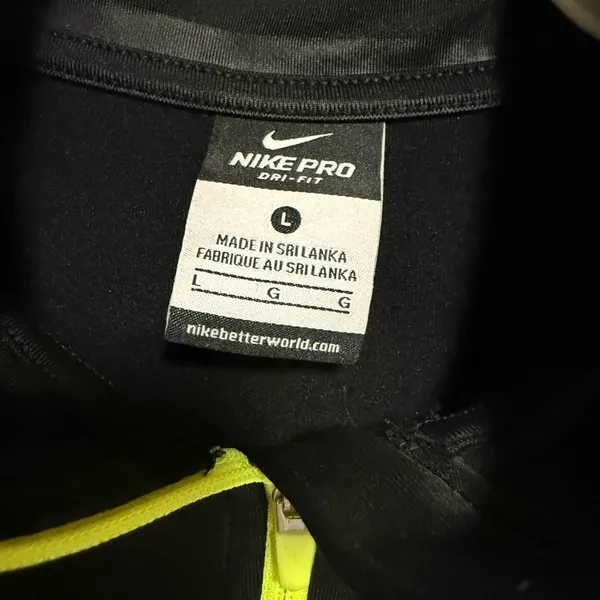 Nike Pro Dri-Fit Black and Neon Green Striped Pullover - Image 4