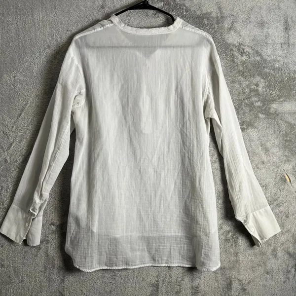 Lareida White Sheer Gauze Cotton Blouse‎ Coastal Minimal Boho Layering 38 US 4 - Image 2