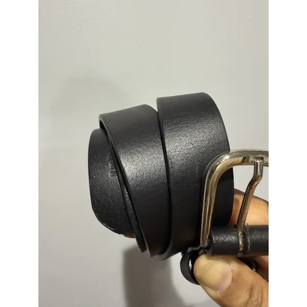 OBEY UNISEX LEATHER WAIST BELT COLOR BLACK AND SILVER BUCKLE‎ 43" Sz M - Image 2