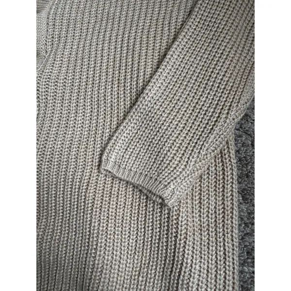 Entro Tan Knit Womens Casual V-Neck Sweater With Lace Up Front‎ Detail Size Small - Image 3